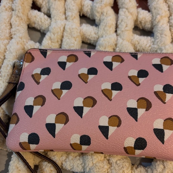 Coach Pink Wristlet with Heart Design - Picture 3 of 3